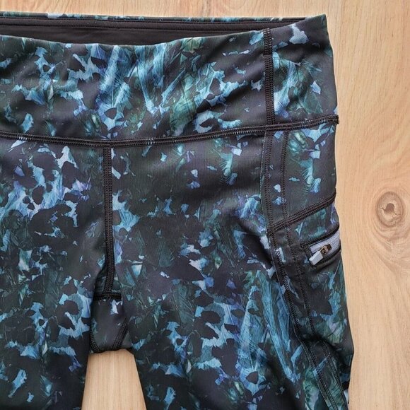 Lululemon Run Top Speed Crop Leggings Full On Luxtreme Green Floral Womens 6 - Picture 3 of 12